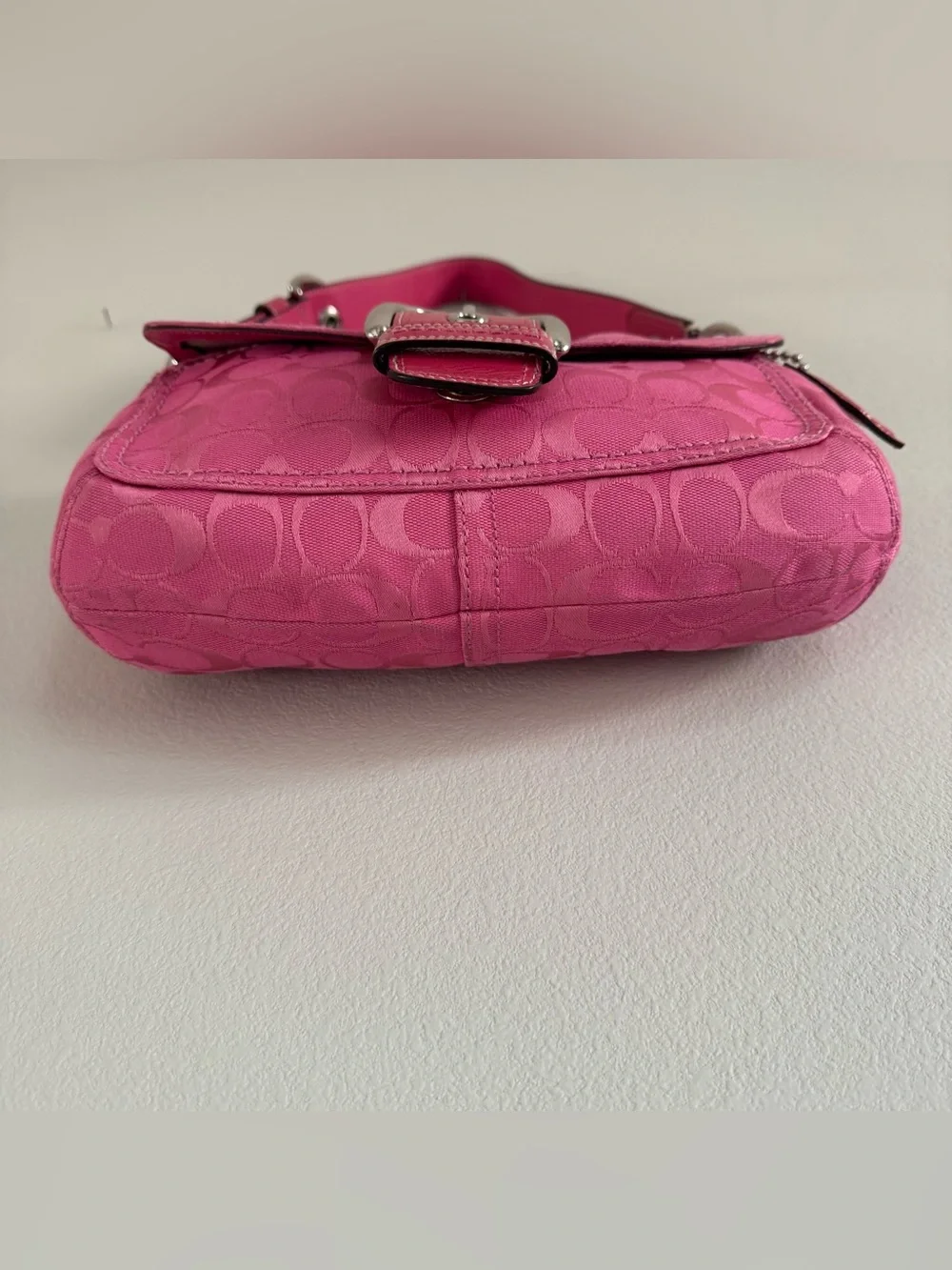 Vintage Y2K Hot Pink Coach Signature Soho Buckle Shoulder Bag